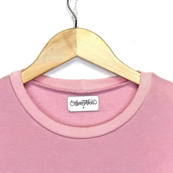 LAUREN MOSHI Peace Love Happiness Lips Graphic Sweatshirt Womens S Pink Ruffles - Picture 5 of 8